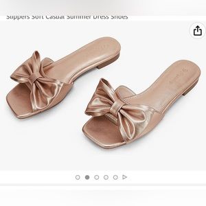 Piepiebuy rose gold bow knot slide on sandals size 9